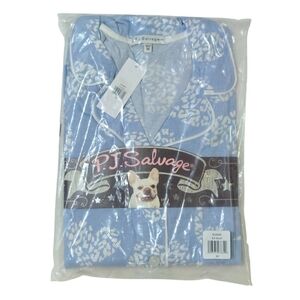 PJ Salvage Jersey Pajama Set Hearts Women Medium Ice Blue Top & Pants NWT 💙
